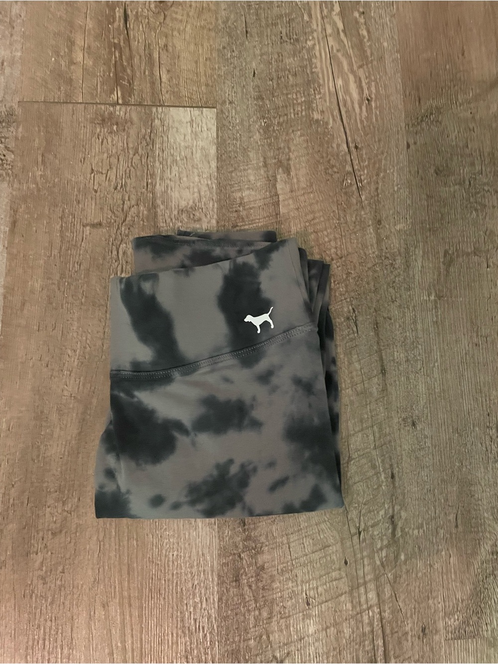 PINK Victoria's Secret Gray and Black Tie-Dye Leggings